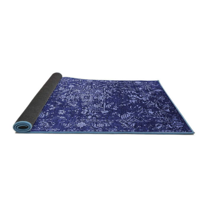 Sideview of Oriental Blue Industrial Rug, urb2537blu