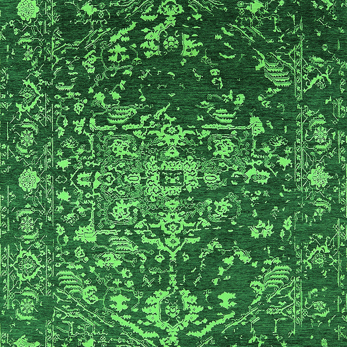 Machine Washable Oriental Green Industrial Area Rugs, wshurb2537grn