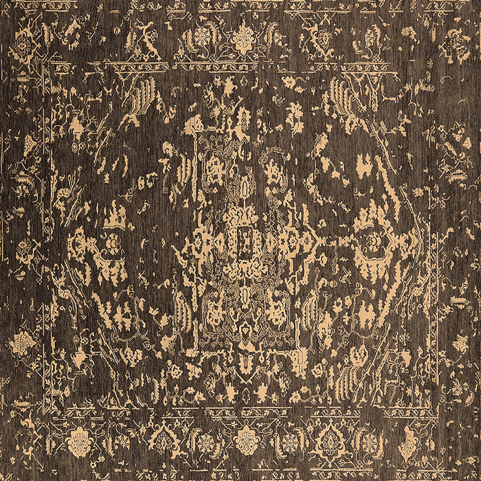 Square Machine Washable Oriental Brown Industrial Rug, wshurb2537brn