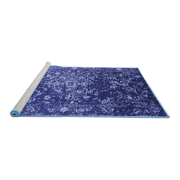 Sideview of Machine Washable Oriental Blue Industrial Rug, wshurb2537blu