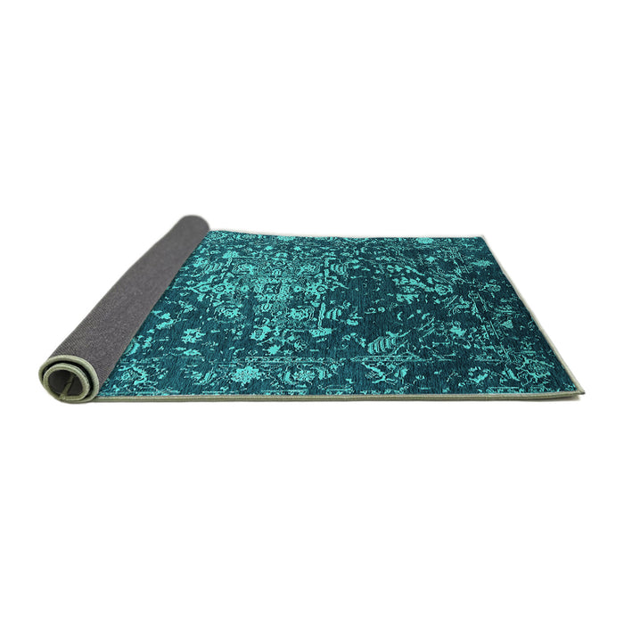 Sideview of Oriental Turquoise Industrial Rug, urb2537turq