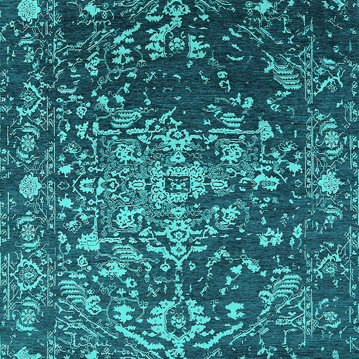 Machine Washable Oriental Turquoise Industrial Area Rugs, wshurb2537turq