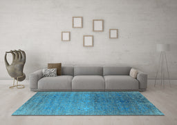 Machine Washable Oriental Light Blue Industrial Rug in a Living Room, wshurb2538lblu