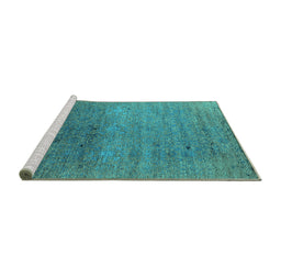 Sideview of Machine Washable Oriental Turquoise Industrial Area Rugs, wshurb2538turq