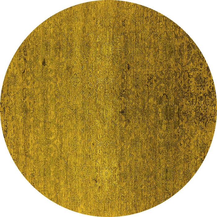 Round Oriental Yellow Industrial Rug, urb2538yw