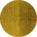 Round Oriental Yellow Industrial Rug, urb2538yw