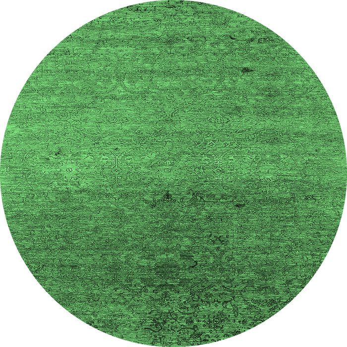 Round Oriental Emerald Green Industrial Rug, urb2538emgrn