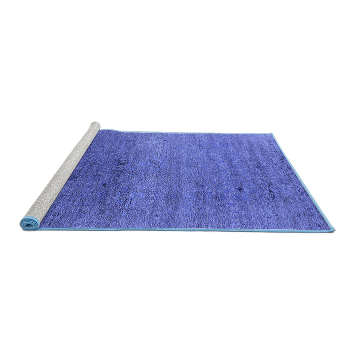 Sideview of Machine Washable Oriental Blue Industrial Rug, wshurb2538blu