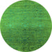 Round Oriental Green Industrial Rug, urb2538grn