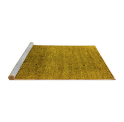 Sideview of Machine Washable Oriental Yellow Industrial Rug, wshurb2538yw