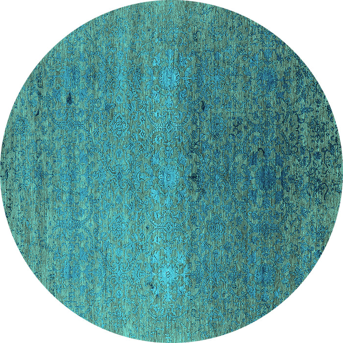 Round Oriental Turquoise Industrial Rug, urb2538turq
