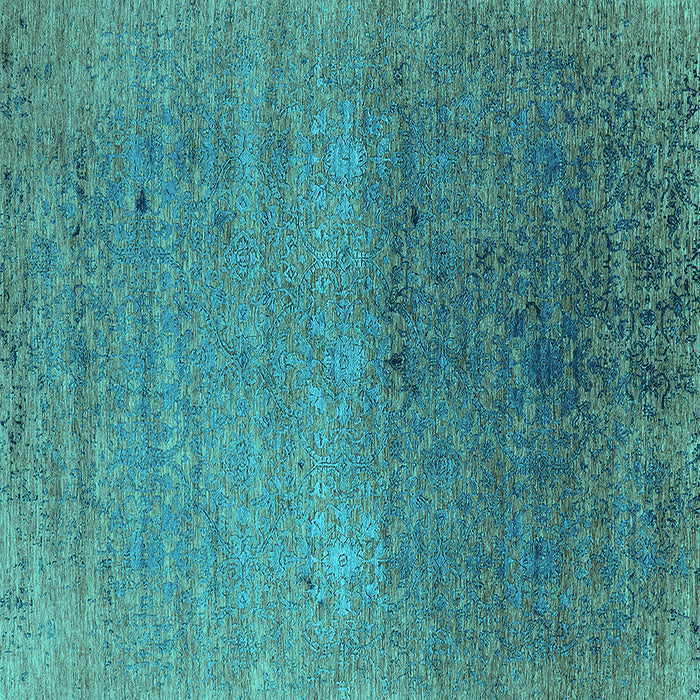 Square Oriental Turquoise Industrial Rug, urb2538turq