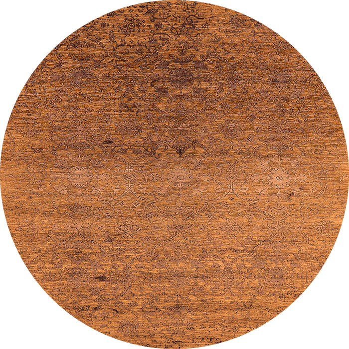 Round Oriental Orange Industrial Rug, urb2538org