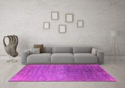 Machine Washable Oriental Pink Industrial Rug in a Living Room, wshurb2538pnk