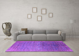 Machine Washable Oriental Purple Industrial Area Rugs in a Living Room, wshurb2538pur