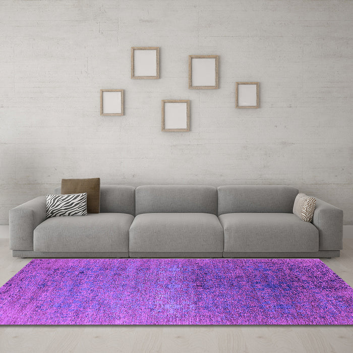 Machine Washable Oriental Purple Industrial Area Rugs in a Living Room, wshurb2538pur