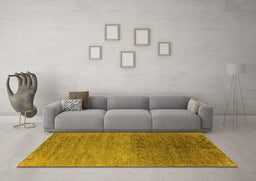 Machine Washable Oriental Yellow Industrial Rug in a Living Room, wshurb2538yw
