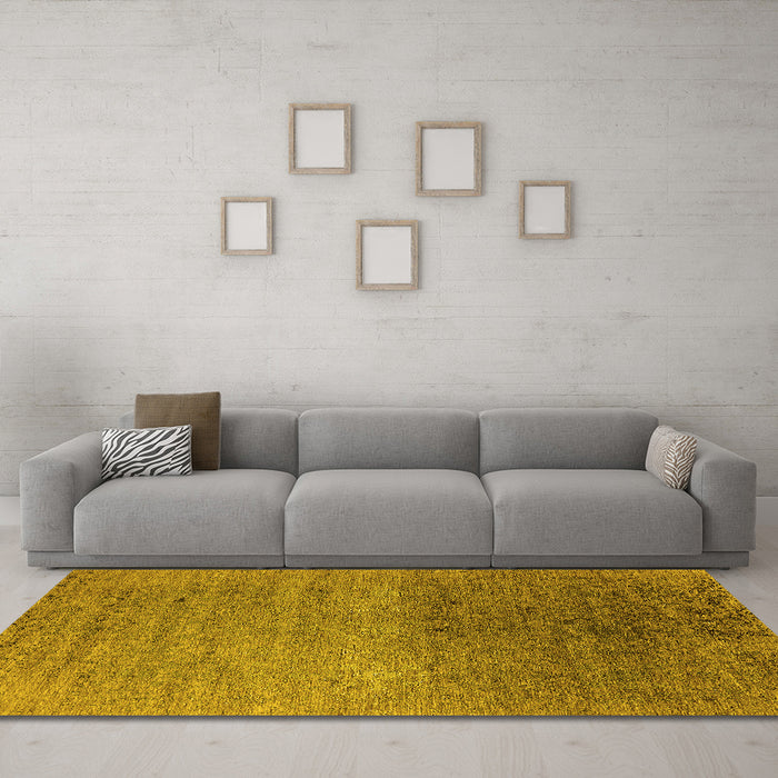 Machine Washable Oriental Yellow Industrial Rug in a Living Room, wshurb2538yw