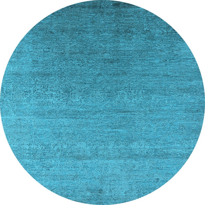 Round Machine Washable Oriental Light Blue Industrial Rug, wshurb2539lblu