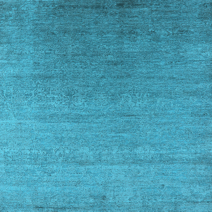 Square Machine Washable Oriental Light Blue Industrial Rug, wshurb2539lblu
