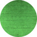 Round Oriental Green Industrial Rug, urb2539grn