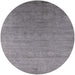 Round Machine Washable Industrial Modern Gray Rug, wshurb2539