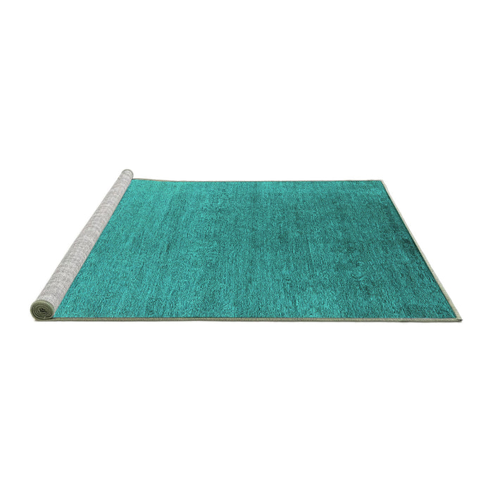 Sideview of Machine Washable Oriental Turquoise Industrial Area Rugs, wshurb2539turq