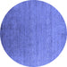 Round Oriental Blue Industrial Rug, urb2539blu