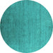 Round Oriental Turquoise Industrial Rug, urb2539turq