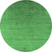 Round Oriental Emerald Green Industrial Rug, urb2539emgrn