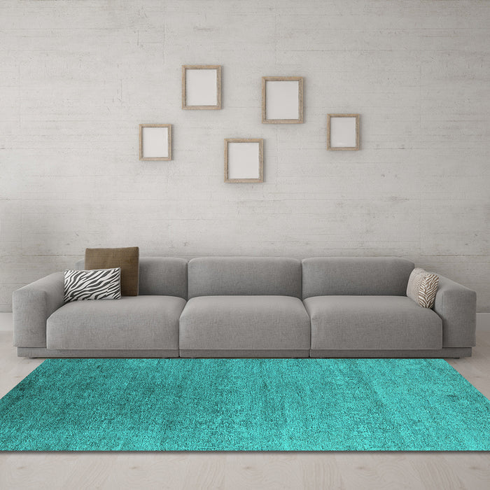 Machine Washable Oriental Turquoise Industrial Area Rugs in a Living Room,, wshurb2539turq