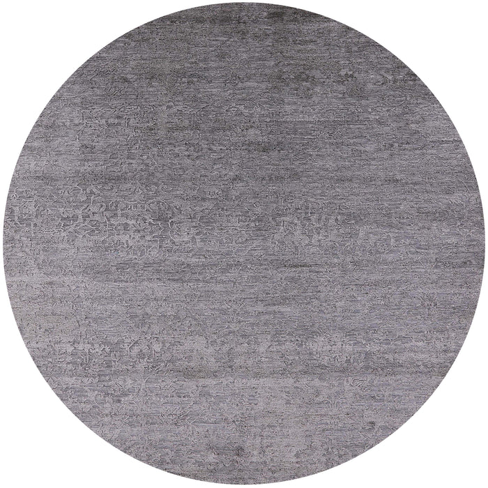 Round Mid-Century Modern Gray Oriental Rug, urb2539