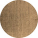 Round Oriental Brown Industrial Rug, urb2539brn