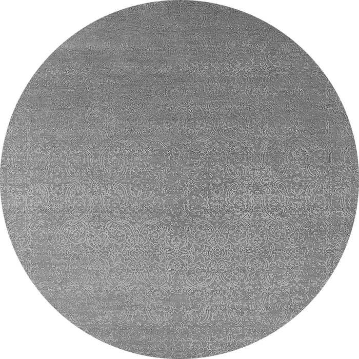 Round Machine Washable Oriental Gray Industrial Rug, wshurb2540gry