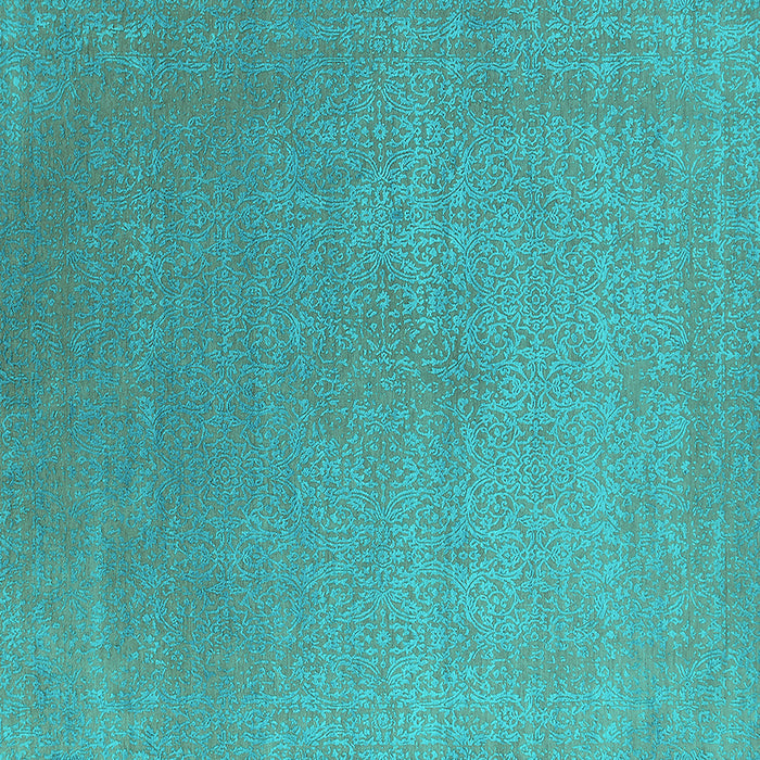 Square Machine Washable Oriental Turquoise Industrial Area Rugs, wshurb2540turq