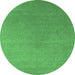 Round Oriental Emerald Green Industrial Rug, urb2540emgrn