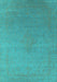 Machine Washable Oriental Turquoise Industrial Area Rugs, wshurb2540turq