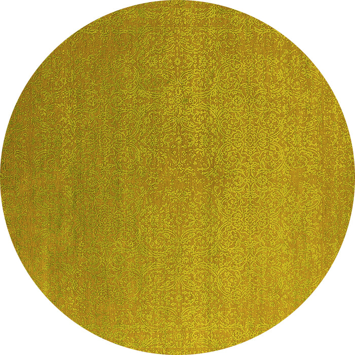 Round Oriental Yellow Industrial Rug, urb2540yw