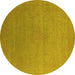 Round Oriental Yellow Industrial Rug, urb2540yw