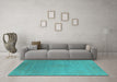 Machine Washable Oriental Turquoise Industrial Area Rugs in a Living Room,, wshurb2540turq