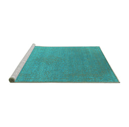 Sideview of Machine Washable Oriental Turquoise Industrial Area Rugs, wshurb2540turq