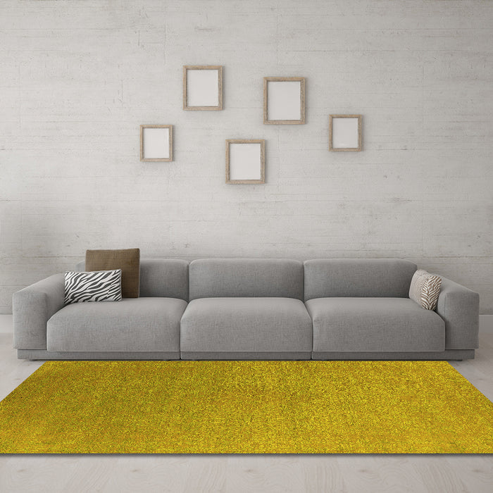 Machine Washable Oriental Yellow Industrial Rug in a Living Room, wshurb2540yw