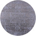 Round Mid-Century Modern Mist Blue Oriental Rug, urb2541