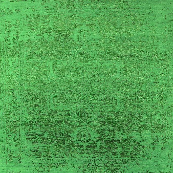 Square Machine Washable Oriental Green Industrial Area Rugs, wshurb2541grn