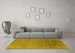 Machine Washable Oriental Yellow Industrial Rug in a Living Room, wshurb2541yw