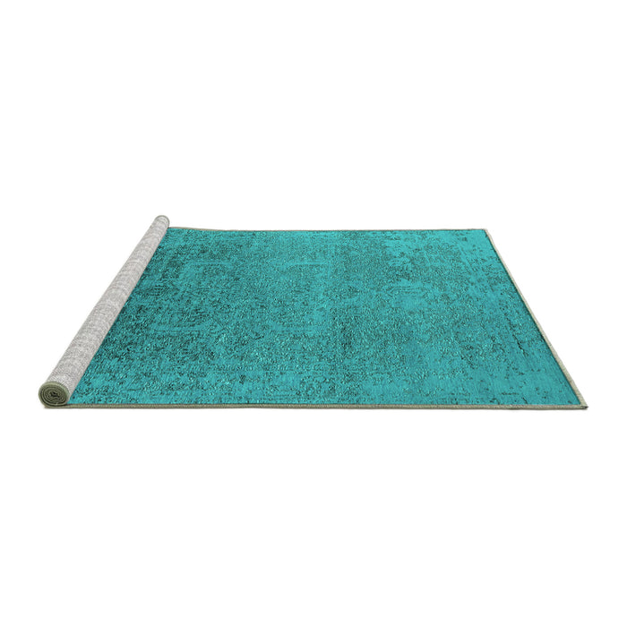 Sideview of Machine Washable Oriental Turquoise Industrial Area Rugs, wshurb2541turq