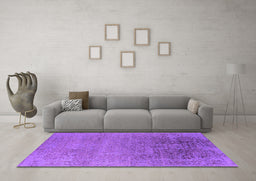 Machine Washable Oriental Purple Industrial Area Rugs in a Living Room, wshurb2541pur