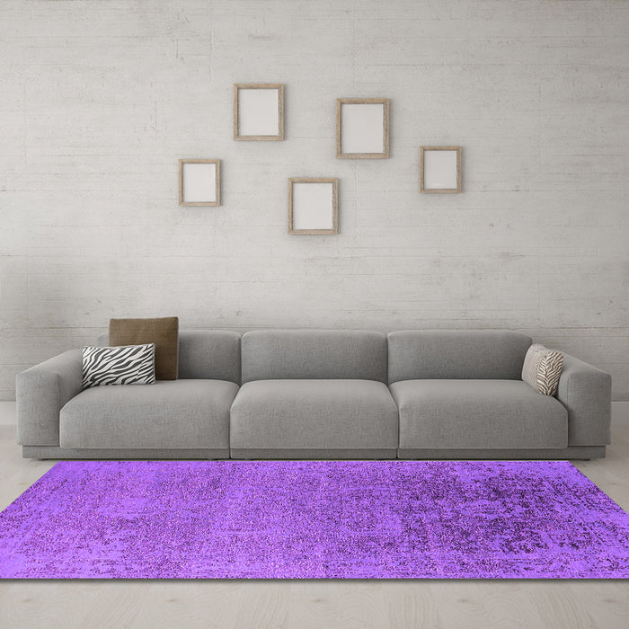 Machine Washable Oriental Purple Industrial Area Rugs in a Living Room, wshurb2541pur