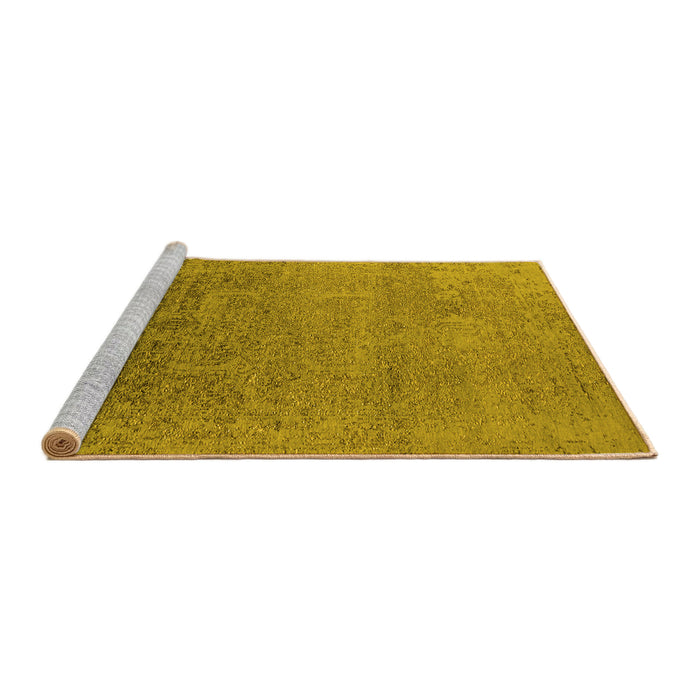 Sideview of Machine Washable Oriental Yellow Industrial Rug, wshurb2541yw