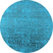 Round Oriental Light Blue Industrial Rug, urb2541lblu